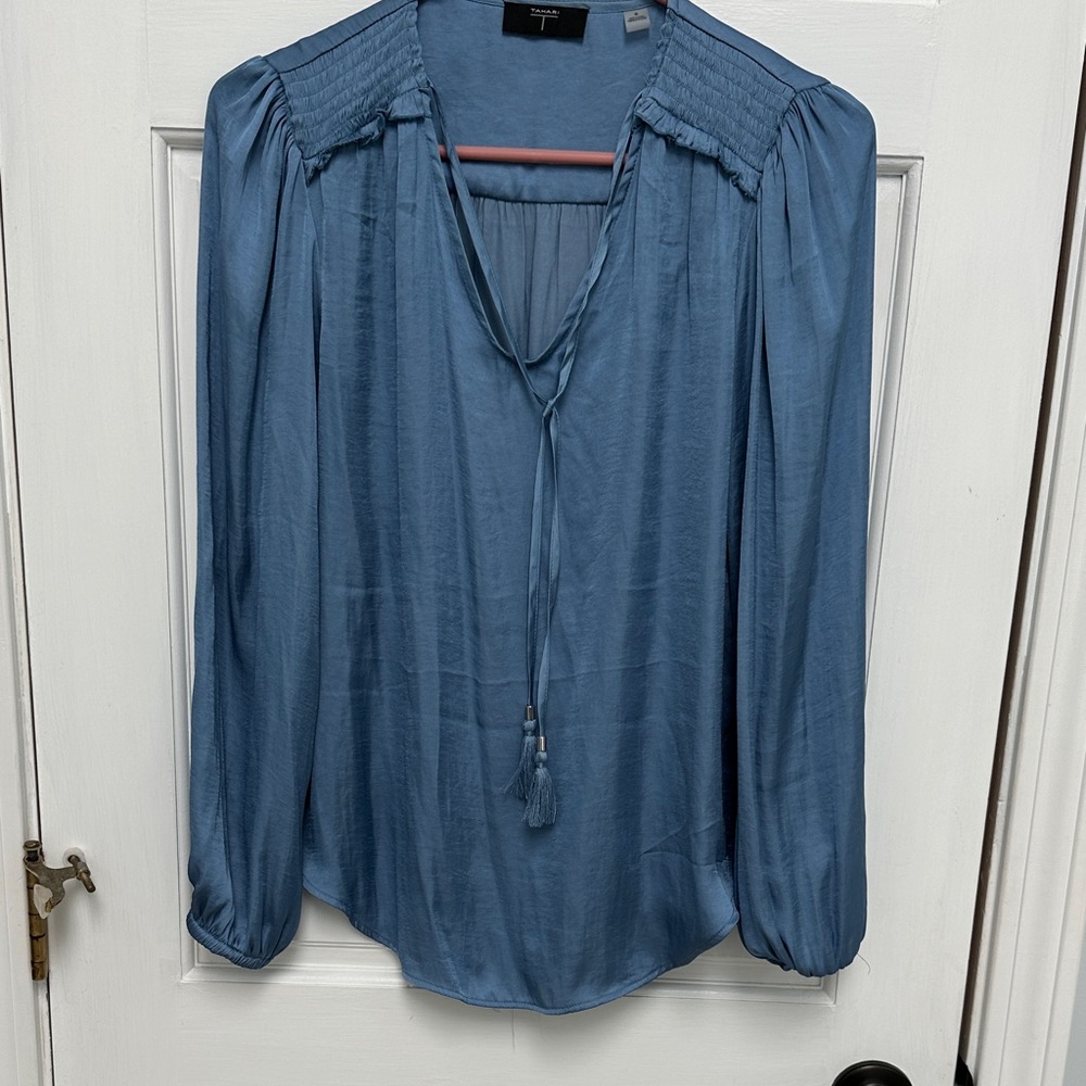 Elegant Tahari Blouse with Tassel Accent